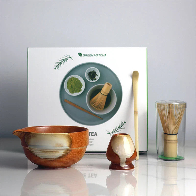 Traditional Green Tea Set Ceramic Bamboo Style