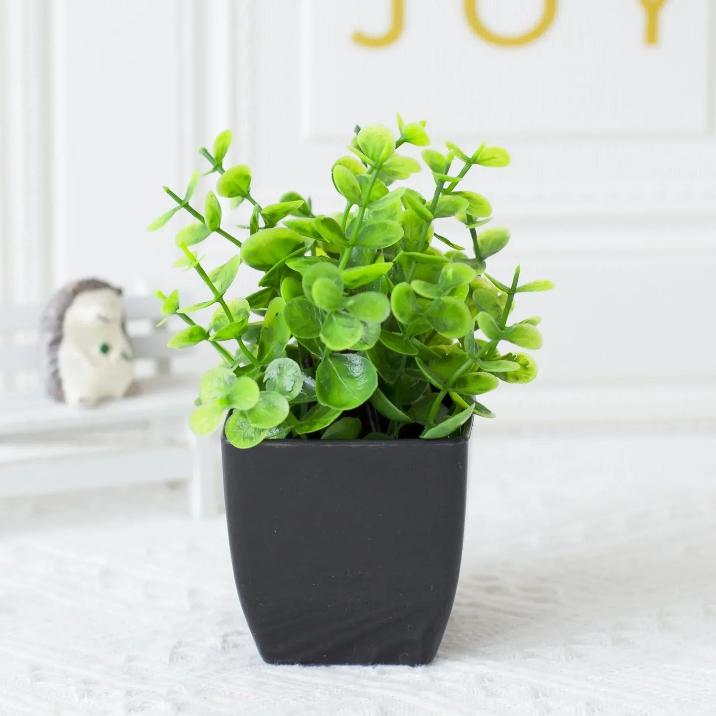 Small Fake Eucalyptus Plant in Black Pot - Cofik
