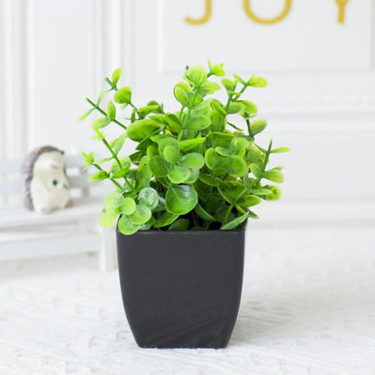 Small Fake Eucalyptus Plant in Black Pot - Cofik