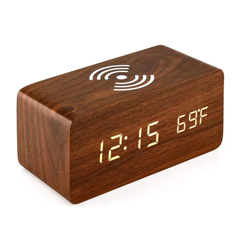 Simple LED Wood Clock with Wireless Charging