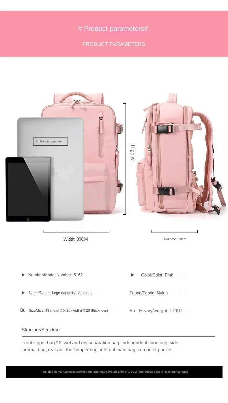 Practical Travel Bag with Laptop and Shoe Pocket