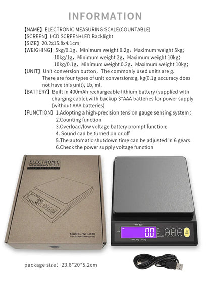 Accurate Digital Kitchen Scale, Waterproof Stainless Steel