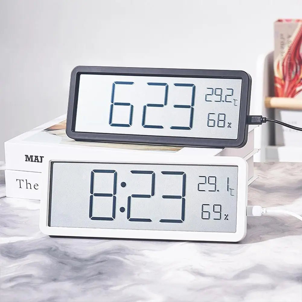 Big LED Wall Clock with Temp and Humidity Display