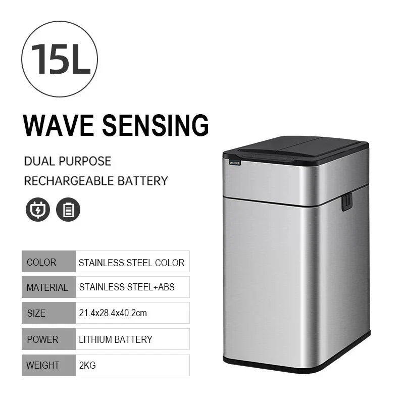 Touchless Stainless Steel Automatic Trash Can