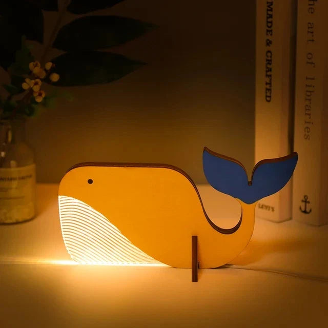 Rustic Wood Animal Night Table Lamps