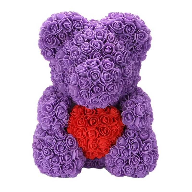 Lovely Fake Rose Bear Plush Toy