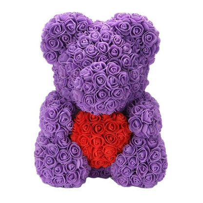 Lovely Fake Rose Bear Plush Toy