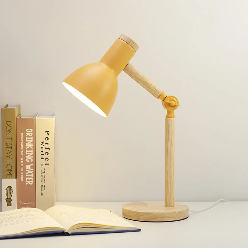 Minimalist Wooden Desk Lamp with Adjustable Arm