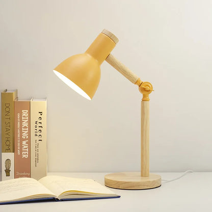 Minimalist Wooden Desk Lamp with Adjustable Arm
