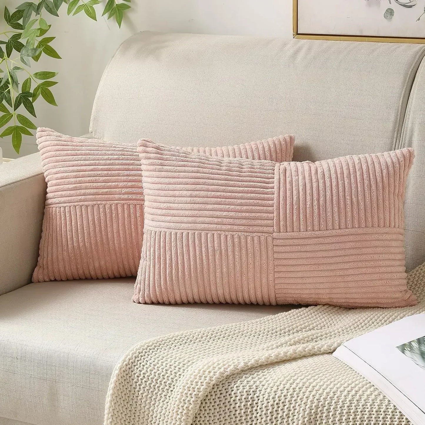 Soft Corduroy Striped Pillow Covers Set - Cofik