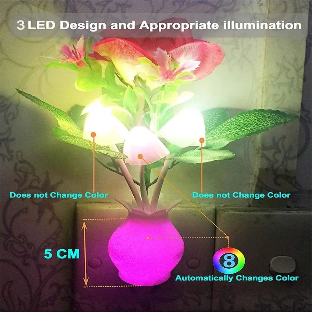 Compact Floral Automatic Night Table Lamp