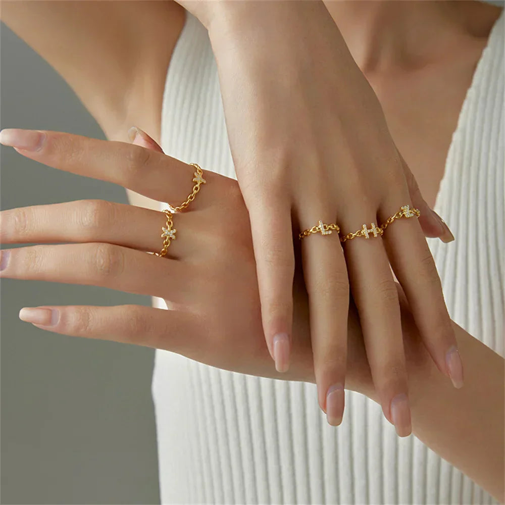 Delicate Initial Diamond Letter Ring