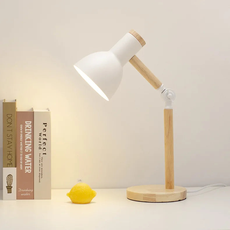 Minimalist Wooden Desk Lamp with Adjustable Arm