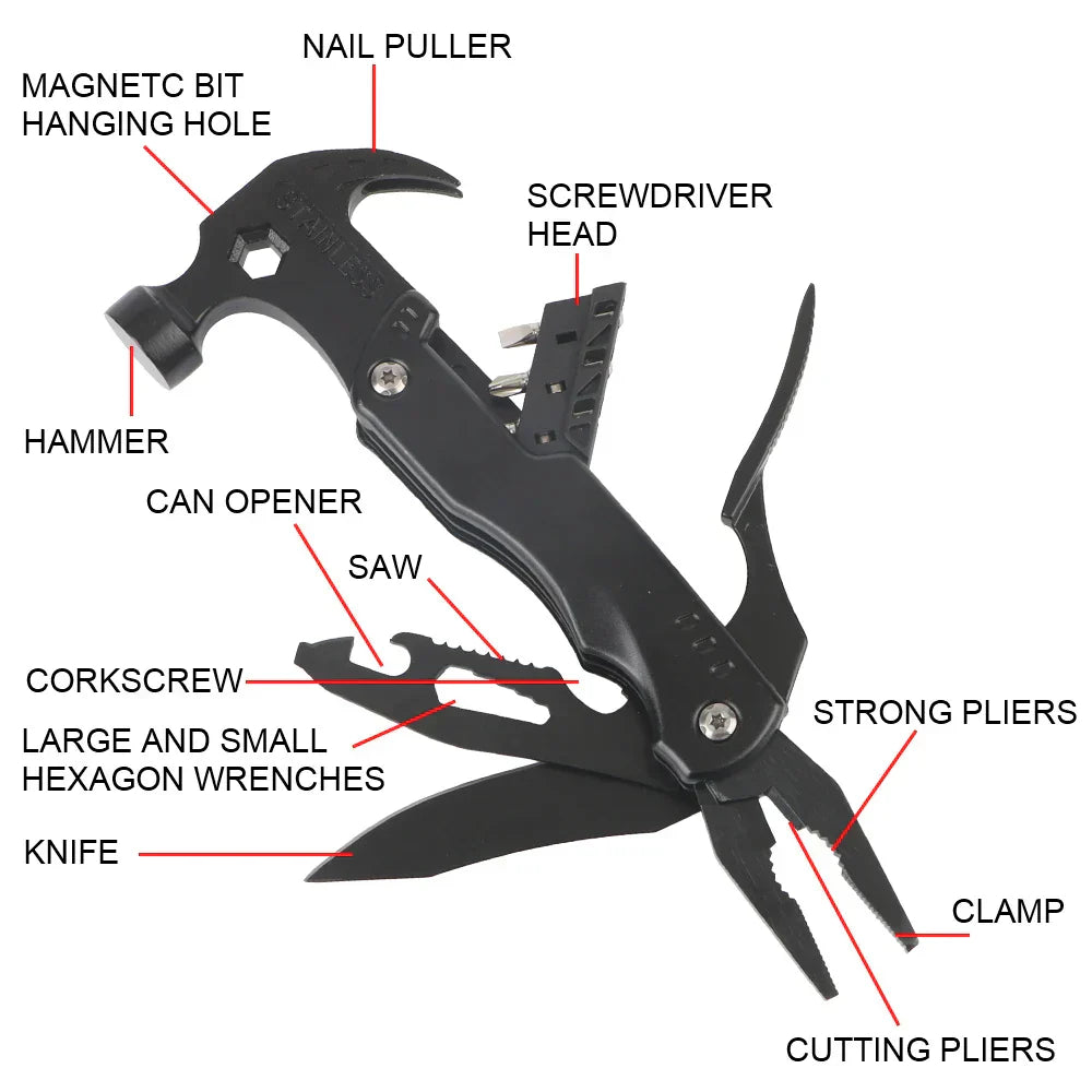 Handy Pliers With Built-In Hammer Tool
