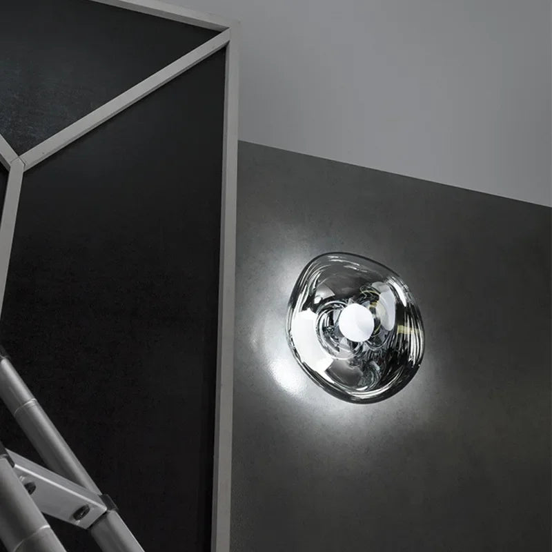 Contemporary Melted Glass Wall Light in Nordic Design