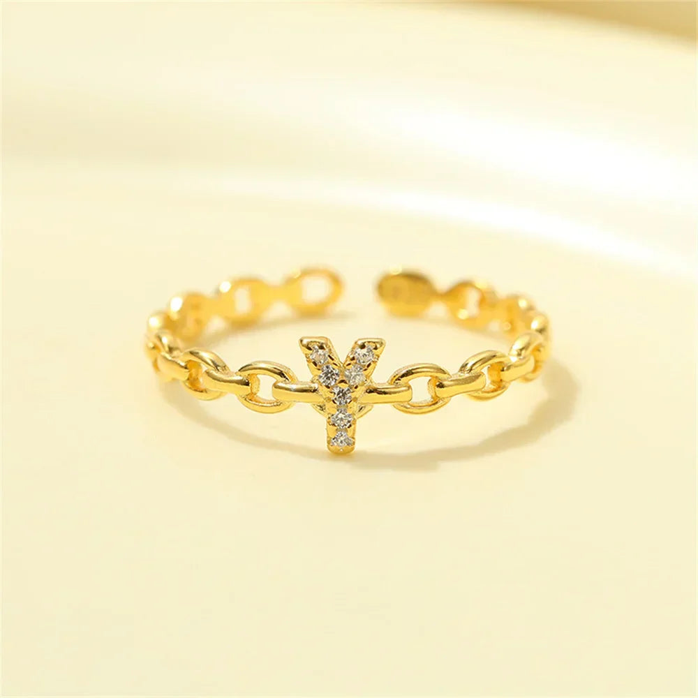 Delicate Initial Diamond Letter Ring