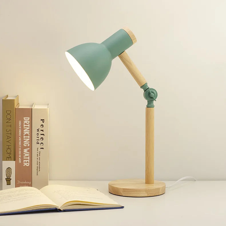 Minimalist Wooden Desk Lamp with Adjustable Arm