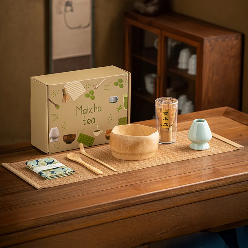 Green Tea 7-Piece Bamboo Ceramic Matcha Gift Set