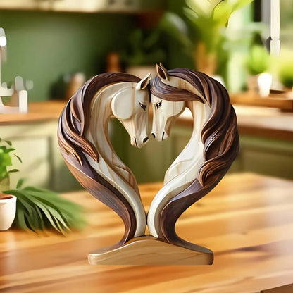 Beautiful Wooden Horse Figurine Decor