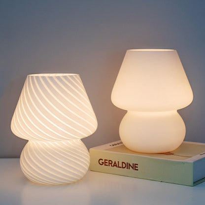 Glass Table Lamp in Fun Mushroom Design