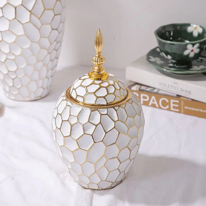 Luxury Gold Accented Ceramic Vase