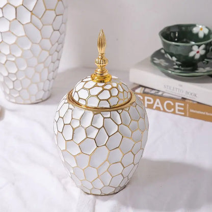 Luxury Gold Accented Ceramic Vase