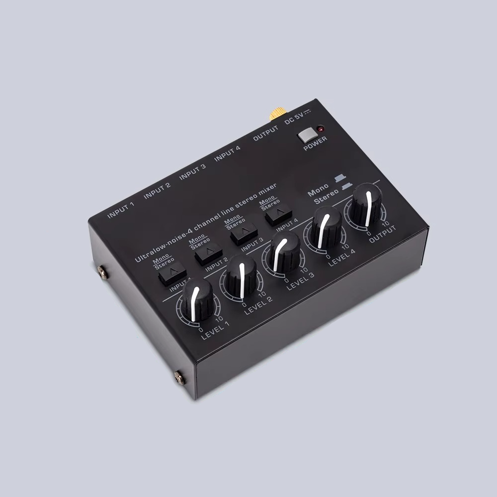 Portable 4-Channel Mini Audio Mixer with Stereo Output - Cofik