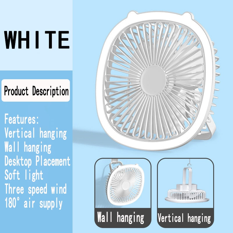 Portable Small LED Night Light USB Fan Cooler