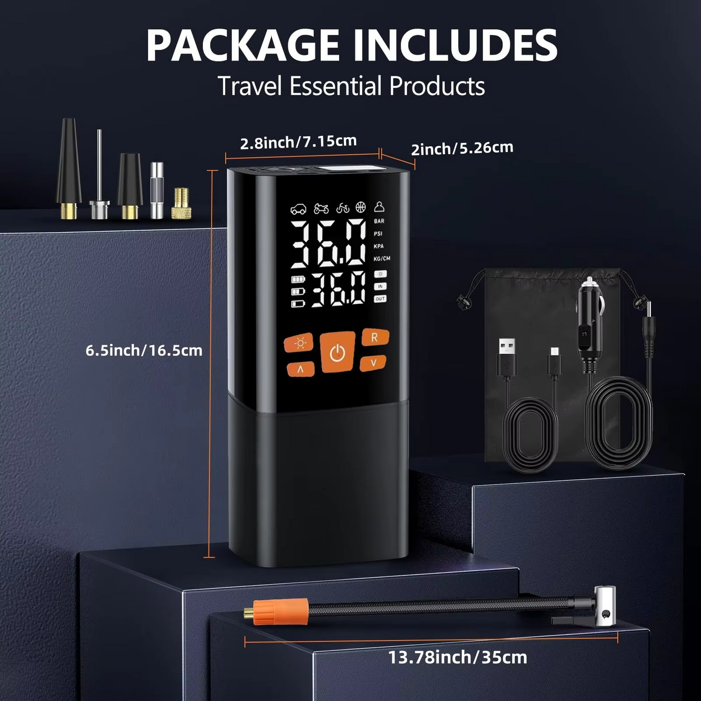 Compact Rechargeable Tire Air Compressor Pump