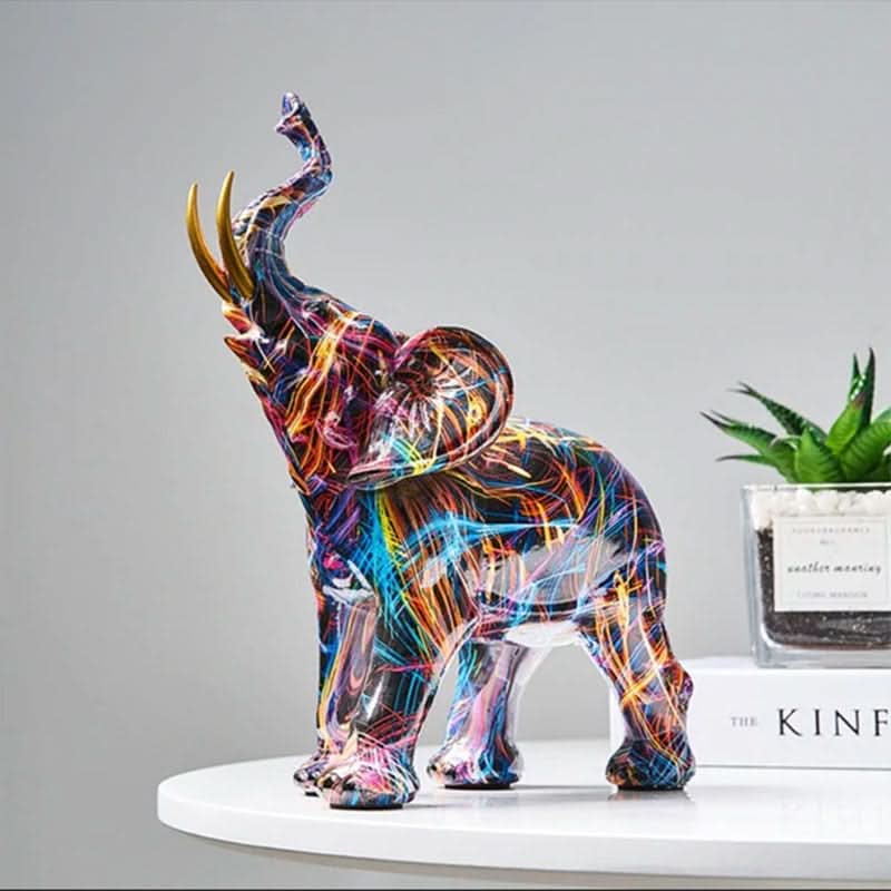 Vibrant Artistic Elephant Statue for Home Decoration - Cofik