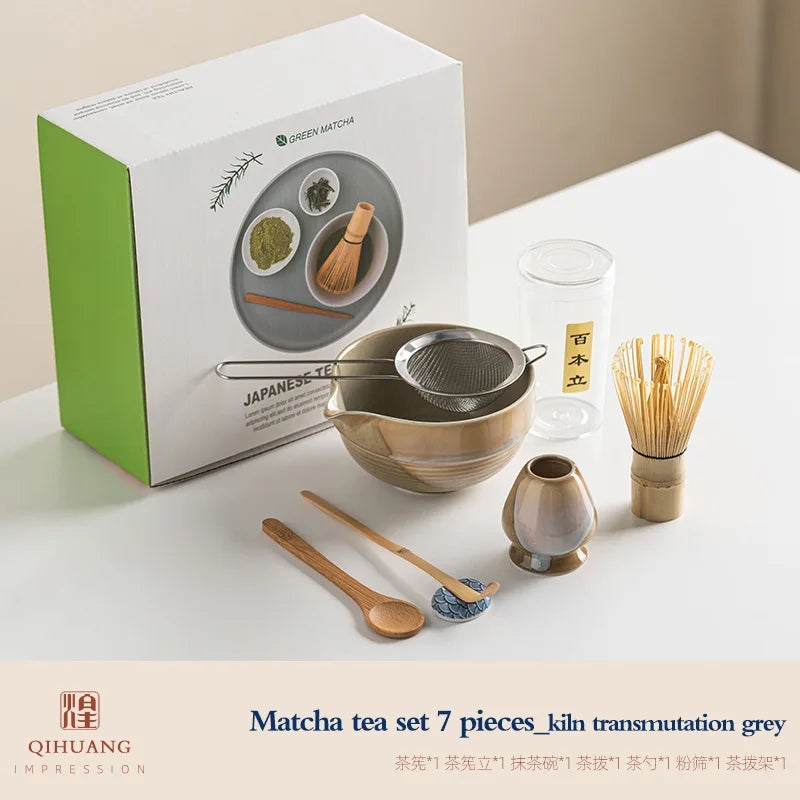 Traditional Japanese Matcha Tea Set Ceramic Bowl