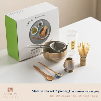 Traditional Japanese Matcha Tea Set Ceramic Bowl