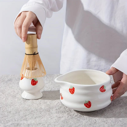 Pink Ceramic Matcha Tea Bowl Set Large Premium Quality