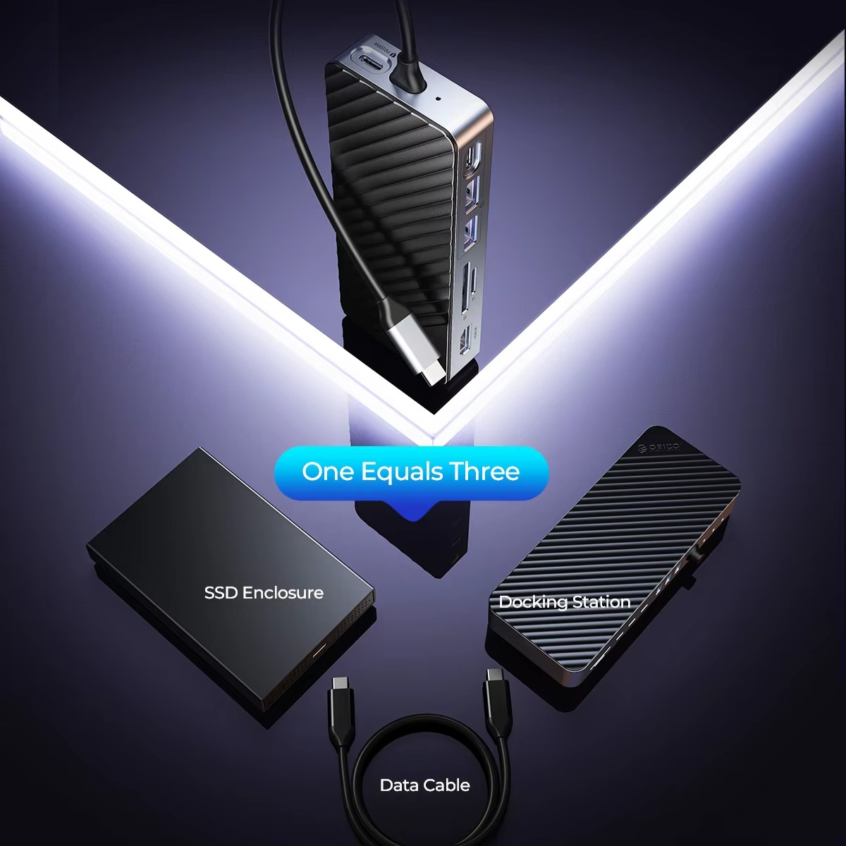 Portable USB-C Laptop Dock with Hard Drive Bay
