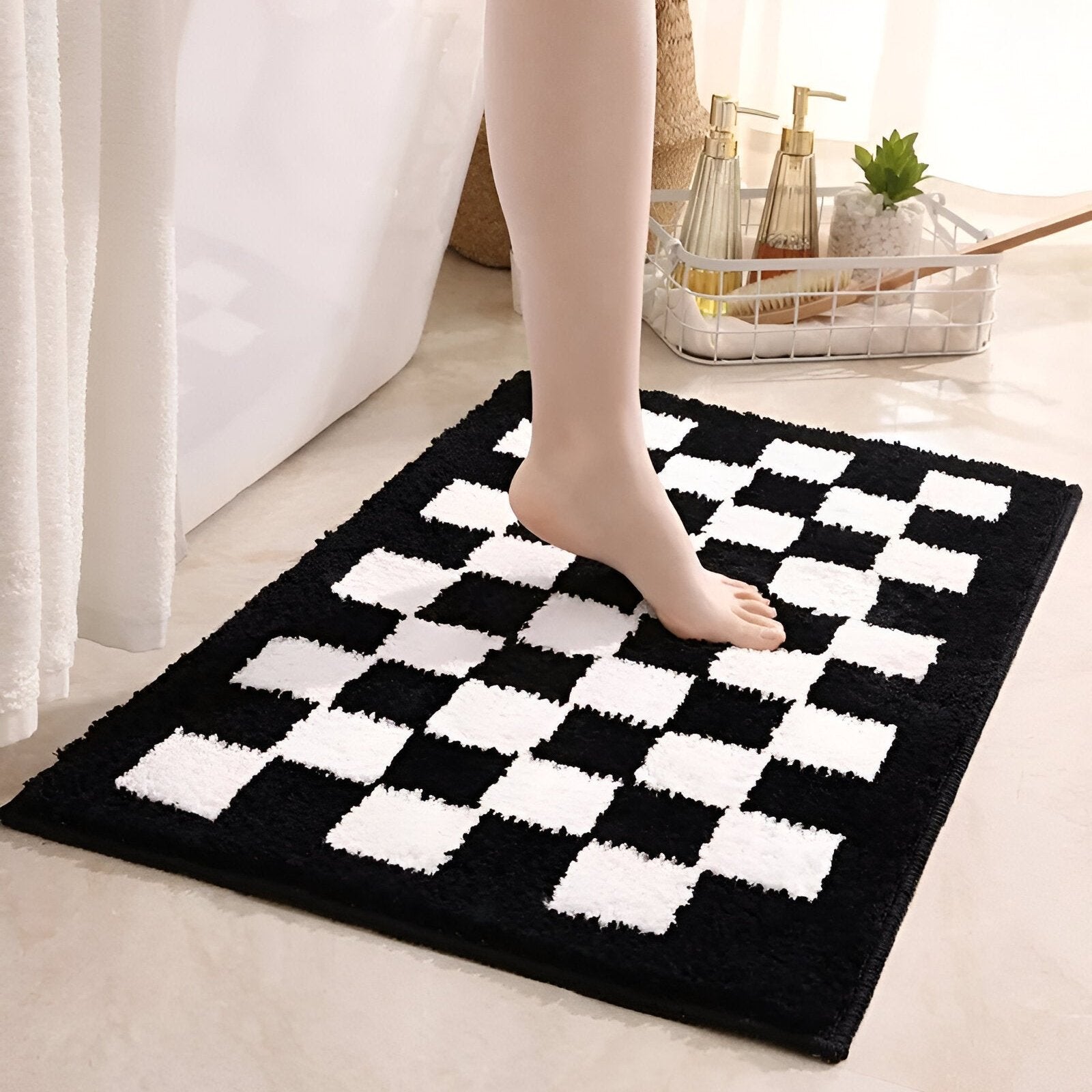 Soft Checker Bathroom Floor Mat - Cofik