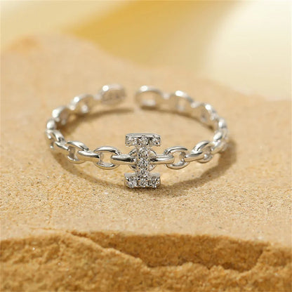 Delicate Initial Diamond Letter Ring