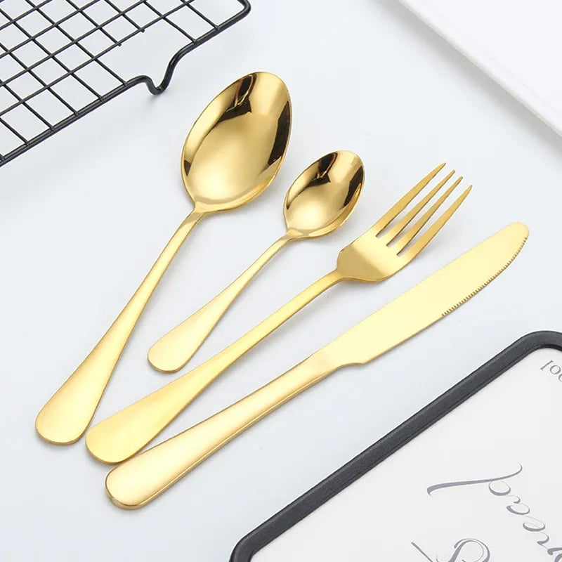 Luxurious Gold Plated 24 Piece Cutlery Set
