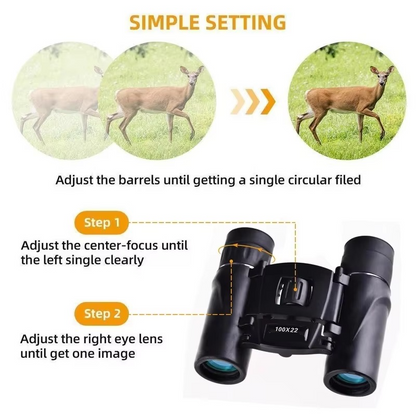 Portable 100x22 HD Binoculars for Outdoor Adventure