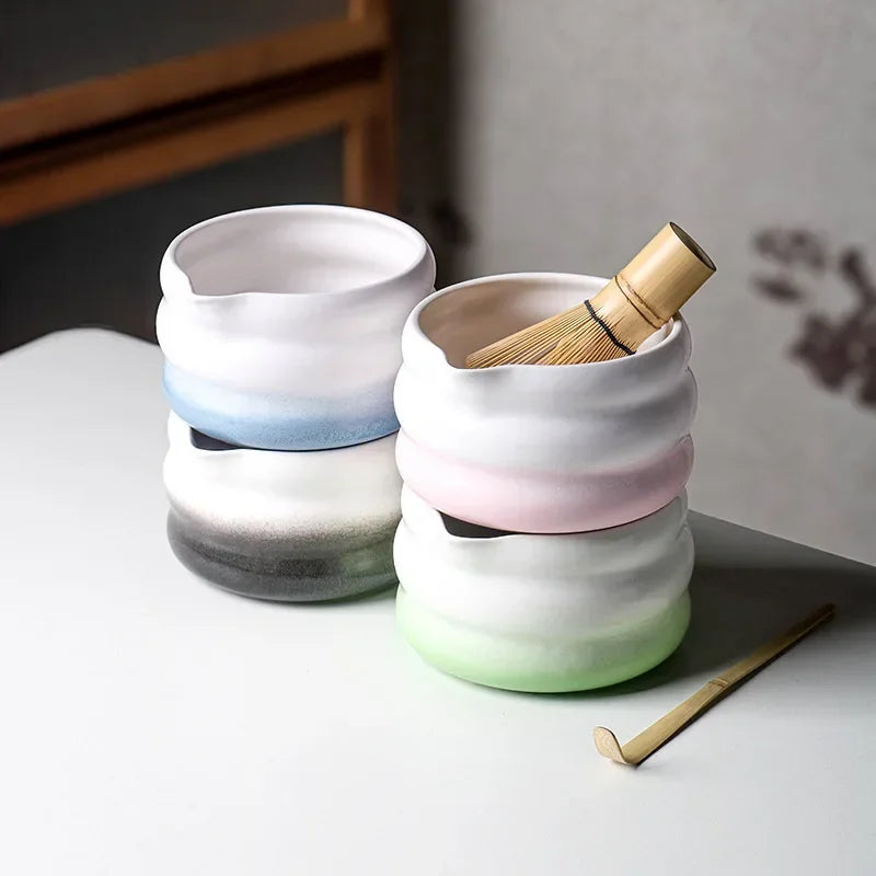 Traditional Green Tea Ceramic Bowl Set 550ml