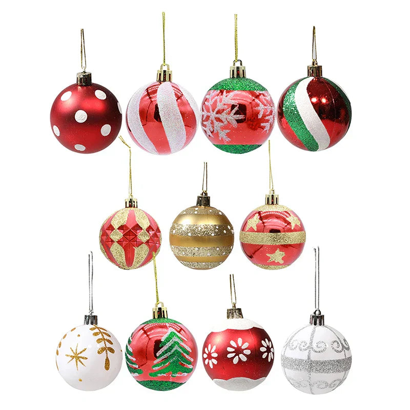 Luxury Red Gold Christmas Tree Baubles Set
