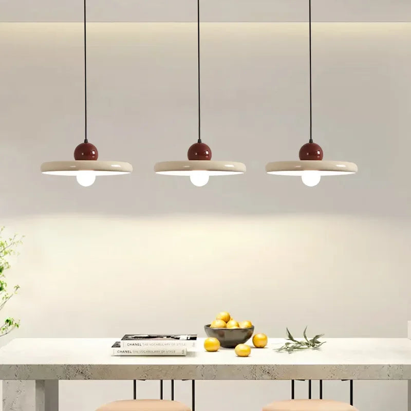 Contemporary White Disc Pendant Lamp