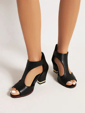 Comfortable Leather Arch Support Heel Sandals - Cofik