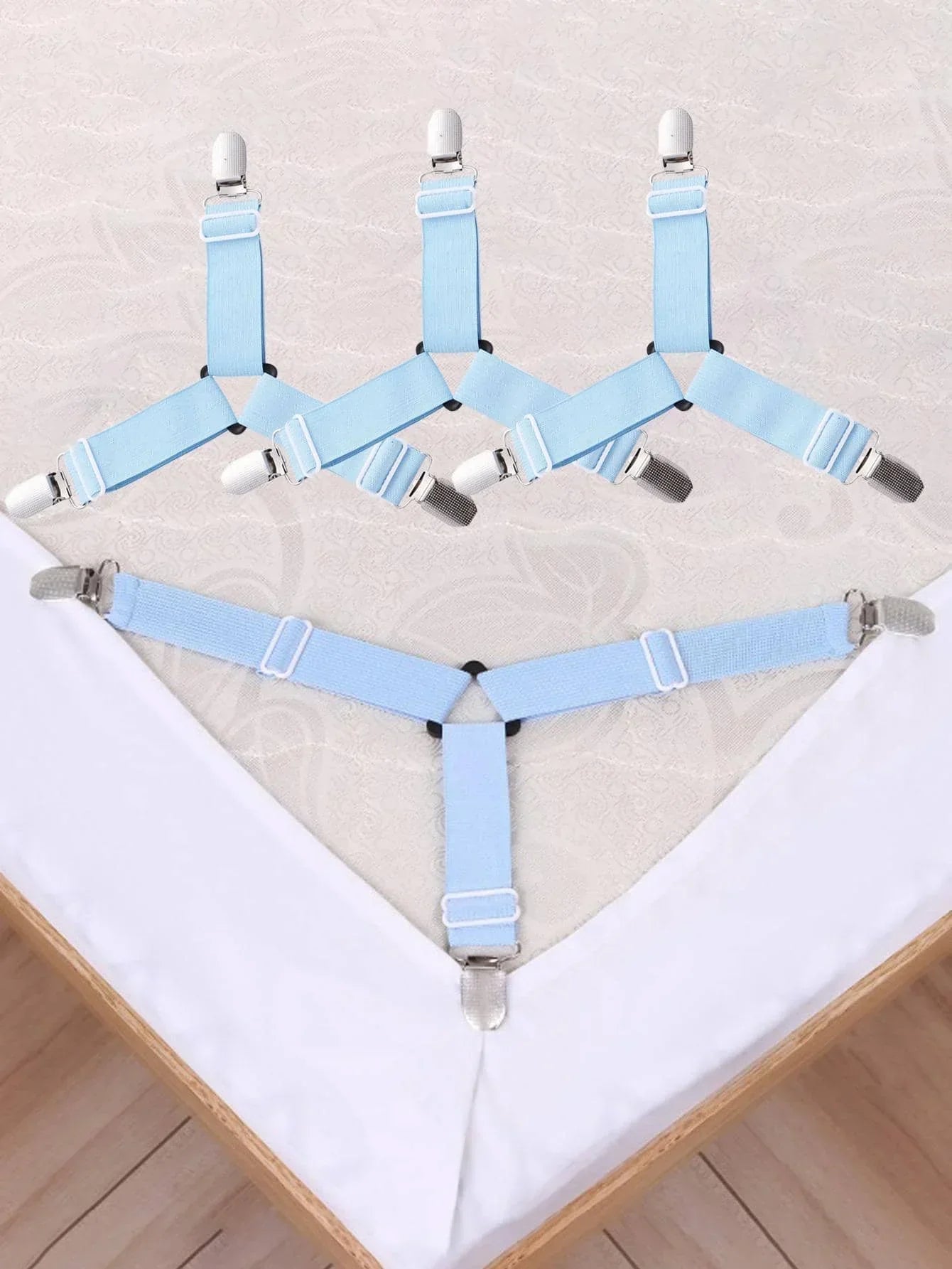 Easy Fit Bed Sheet Straps 4-Pack Adjustable Holders