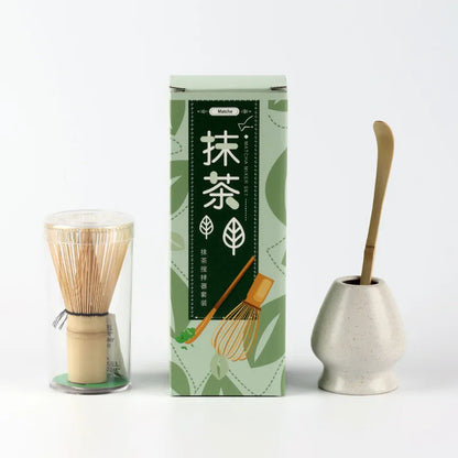 Natural Green Tea Whisk Set with Spoon