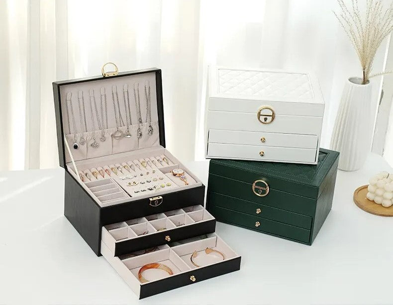 Secure Stackable Leather Jewellery Storage Box