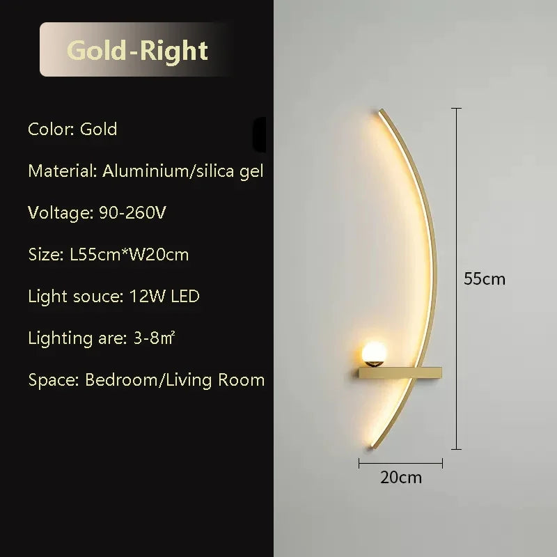 Slim LED Black Gold Wall Light