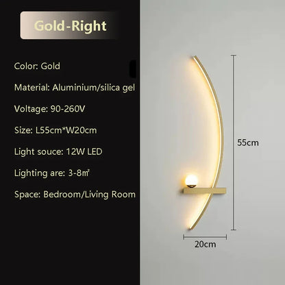 Slim LED Black Gold Wall Light