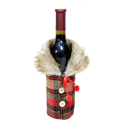 Warm Furry Christmas Wine Bottle Cover - Cofik