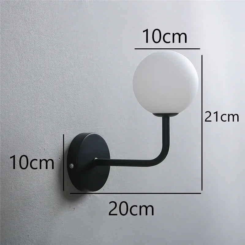 Sleek Metal Glass Globe Wall Light - Cofik