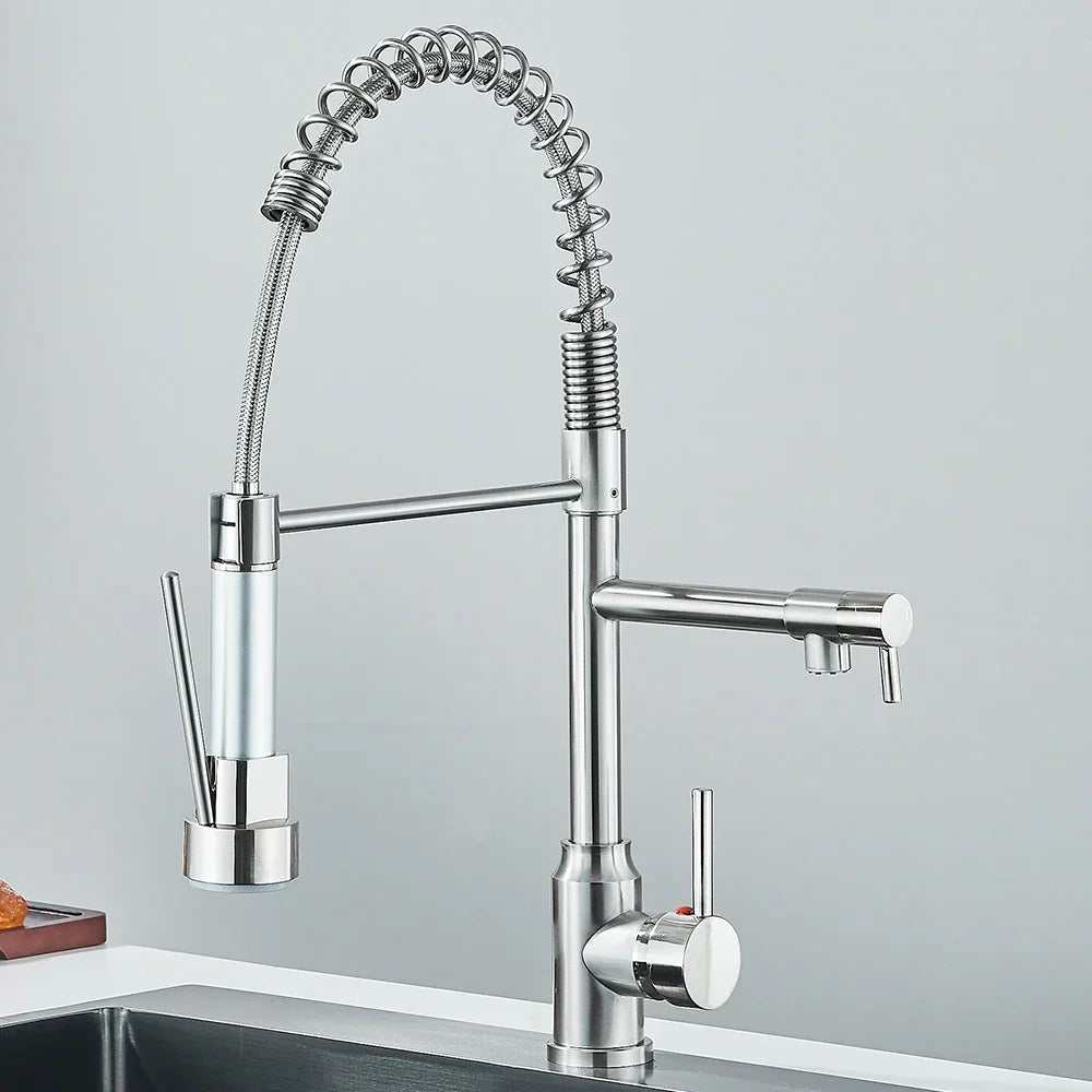 Easy Install Dual Spout Kitchen Faucet